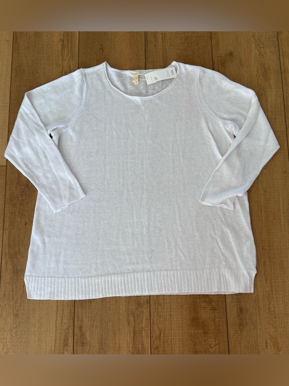 Eileen Fisher Organic Linen Knit Rolled Neck Sweater White NWT 2X Plus Size